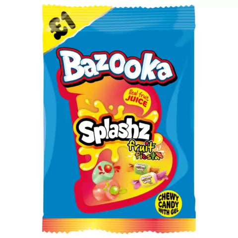 Bazooka Splashz Fruit Fiesta Bag 120g