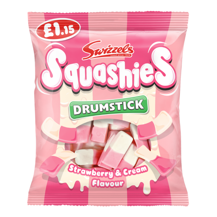 Swizzels Squashies Drumstick Strawberry & Cream Flavour Bag 120g