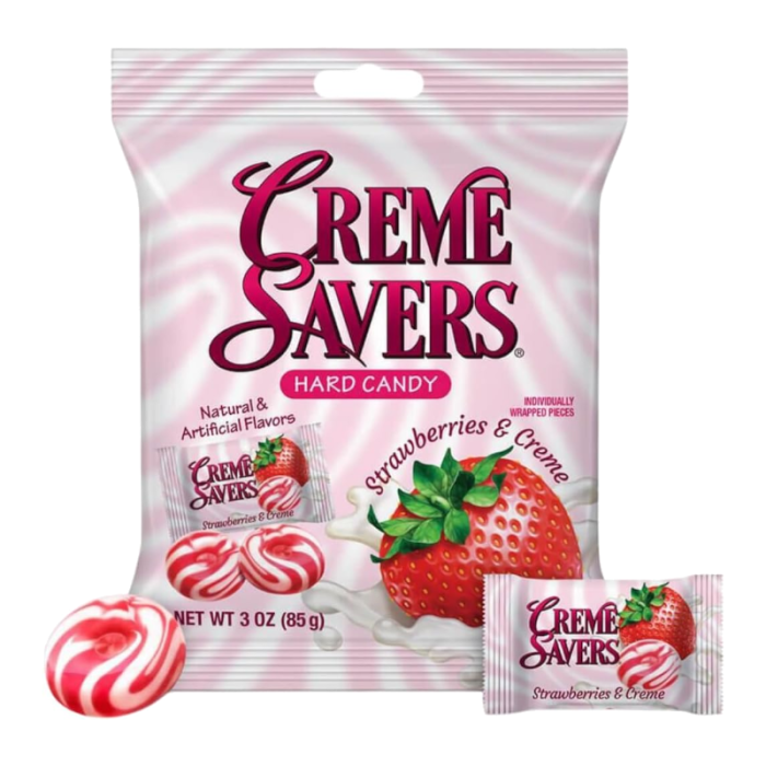 Creme Savers Hard Candy Strawberries & Cream - 85g